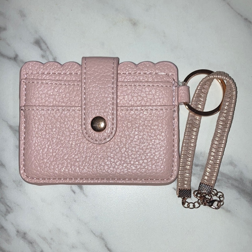 Pink Card Holder with Keychain